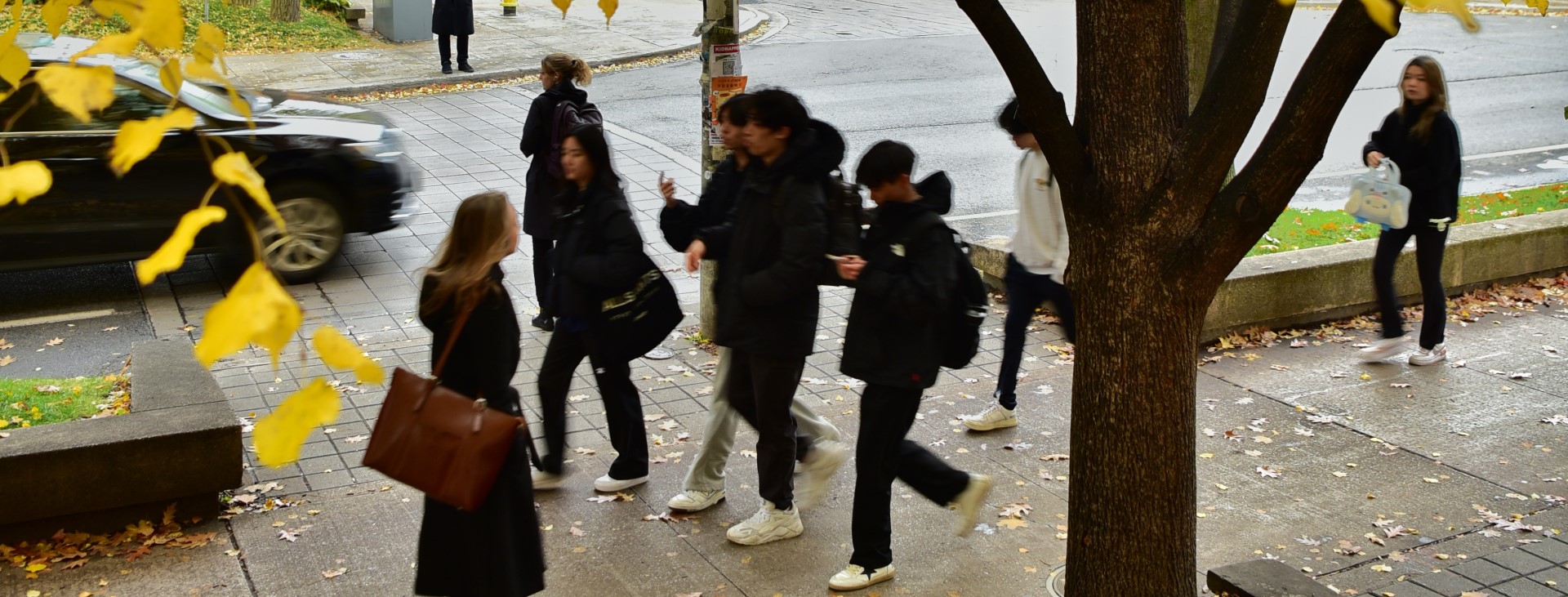 Students walking along St. George Street.