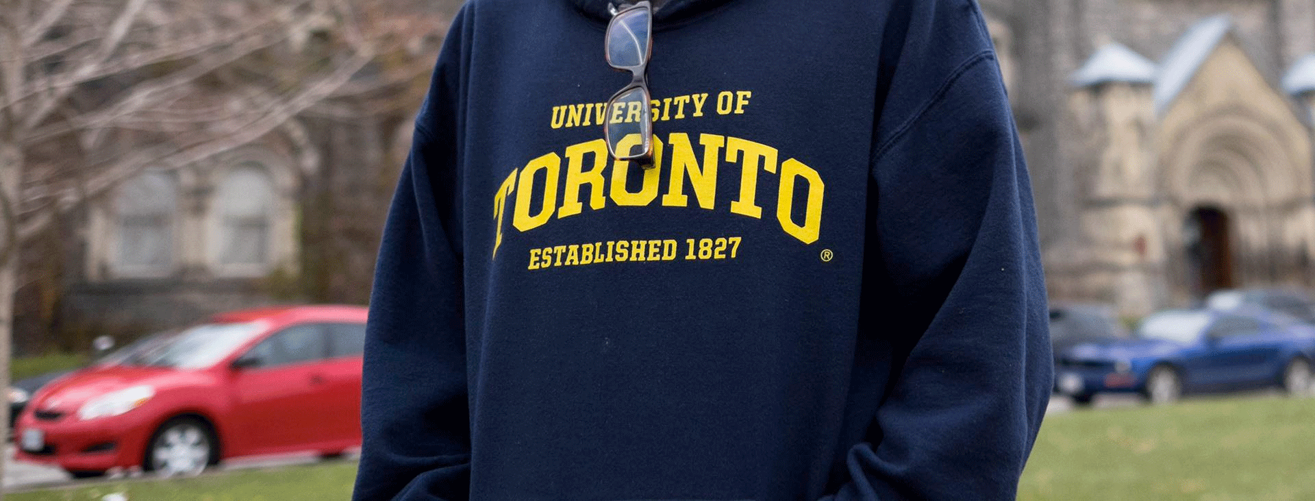 University of Toronto dark navy sweatshirt with yellow lettering
