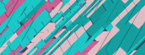 A pattern of pink and turquoise geometric shapes