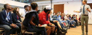 Group of students engaged by brilliant speaker