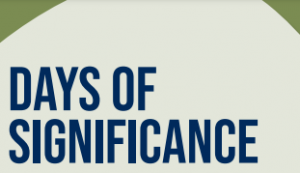 Calendar header. Title reads: Days of significance.