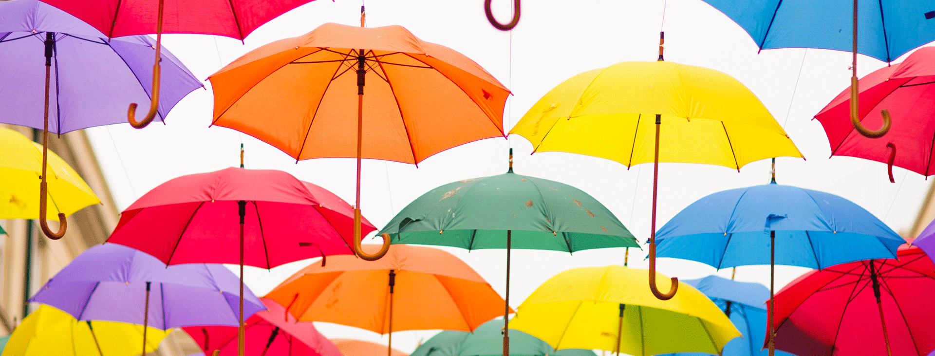 Many colorful umbrellas