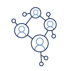 Network icon with people inside of the network to symbolize people and partnerships