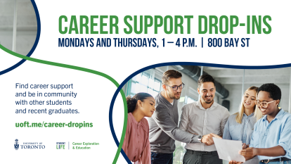 Students at a Career Support Drop-in with facilitator.