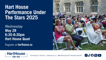 U of T community members watching a cultural performance in Hart House Quad.