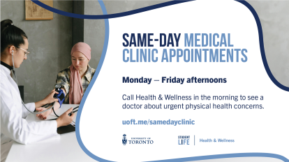 A student with a doctor in an appointment at the Health & Wellness Centre.