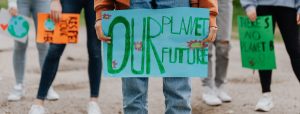 Photo of climate protest signs