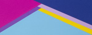 Abstract geometric paper banner background with trendy light blue, yellow, pink, purple color paper texture background